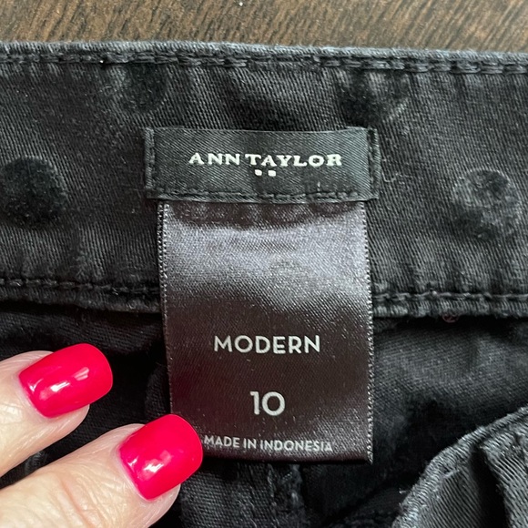 ANN TAYLOR Modern Fit Black Denim Ankle Jeans Polka Dots Classic Stretch Size 10 - Picture 6 of 11